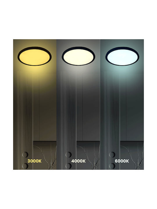 Eko Light Πλαφονιέρα Οροφής Μαύρη με Ενσωματωμένο LED