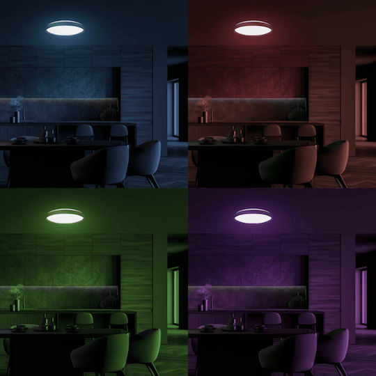 Eko Light Πλαφονιέρα Οροφής Μαύρη με Ενσωματωμένο LED και Τηλεχειριστήριο