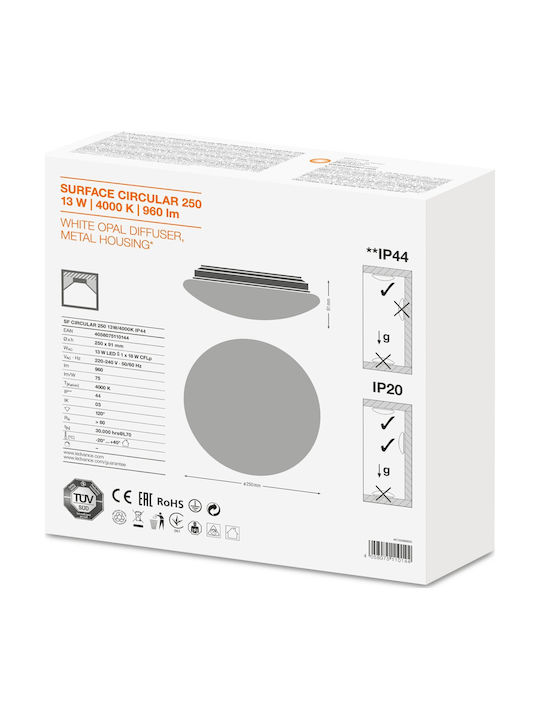 Ledvance SF Cιrcular 250 Ceiling Mount Light Bathroom 25cm White with Integrated LED