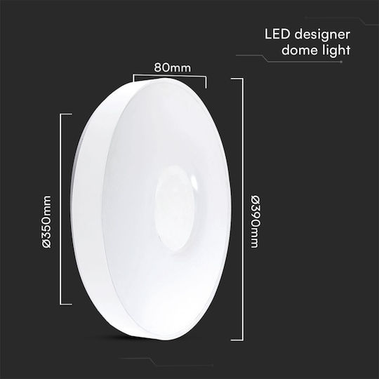 V-TAC Πλαφονιέρα Οροφής Λευκή με Ενσωματωμένο LED και Τηλεχειριστήριο