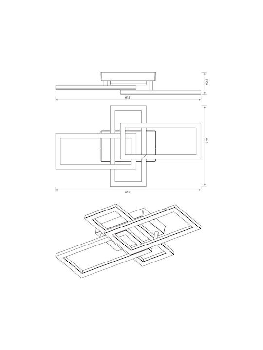 Vivalux Ceiling Mount Light 61.5cm Black with Integrated LED