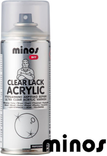 Minos Spray Σπρέι Βερνίκι Clear Lack Acrylic με Ματ Εφέ Διάφανο 400ml
