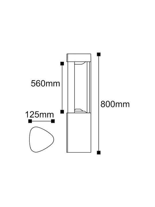 Braytron Outdoor Floor Lamp Small Post LED Outdoor 7W with Warm White Light IP54 Black