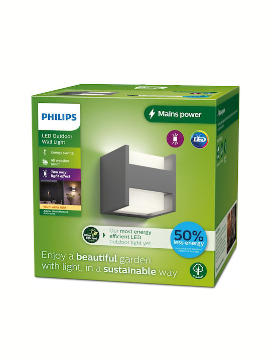 Philips Arbour Επιτοίχιο Εξωτερικό Φωτιστικό LED IP44 3.8W