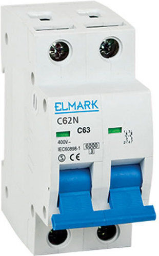 Elmark New Μικροαυτοματη Ασφαλεια Mcb C62n 63a 2p 6ka Καμπυλη B