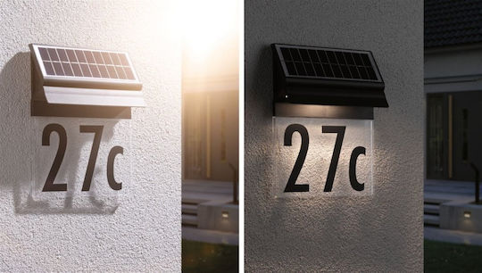 Paulmann Wandmontiert Solarleuchte Hausnummer 2W 14lm mit Warmes Weiß Licht 3000K IP44