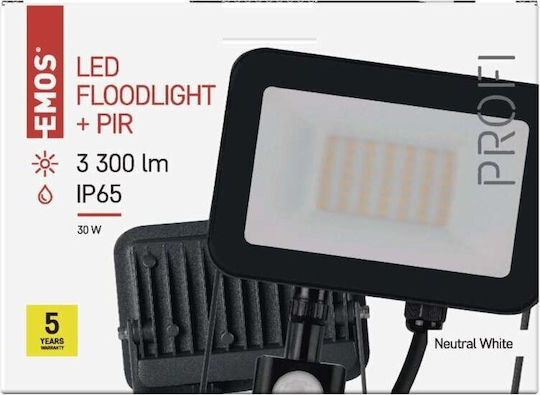 Emos Solar Light 30W 3300lm Natural White 4000K with Motion Sensor IP65