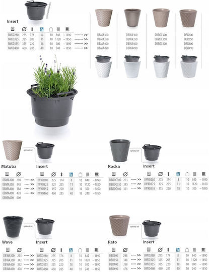 Prosperplast Insert Pot Liner IWKO Pot Plastic 46x46x29cm.