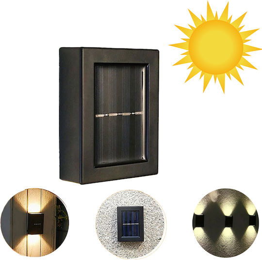 Set of 8 Wall Solar Lights Warm White 3000K with Photocell IP65