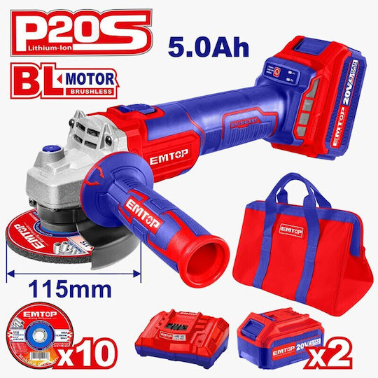 Emtop ELAG2011582 Grinder 115mm Battery 20V Solo