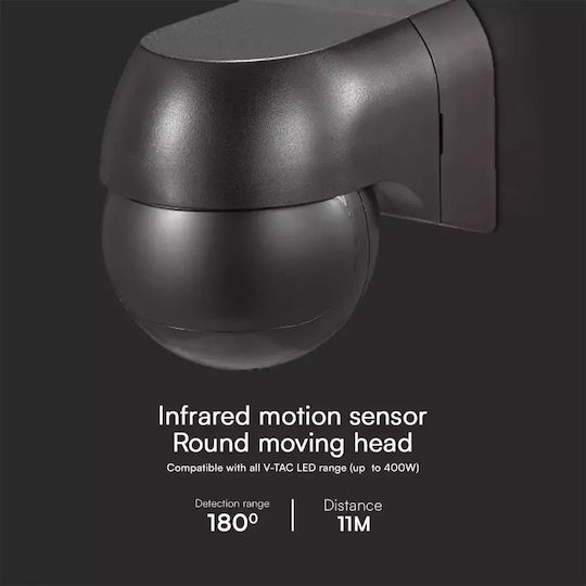 V-TAC Wired Infrared Motion Sensor 180° Detection Angle Scope 11m