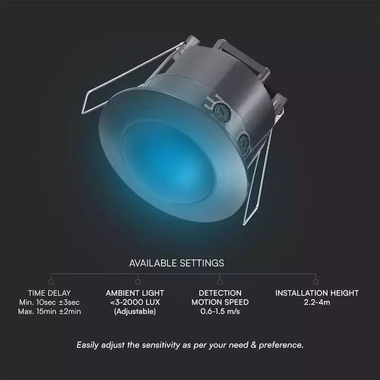 V-TAC Senzor De Mișcare Cu Fir Infraroșu 360°