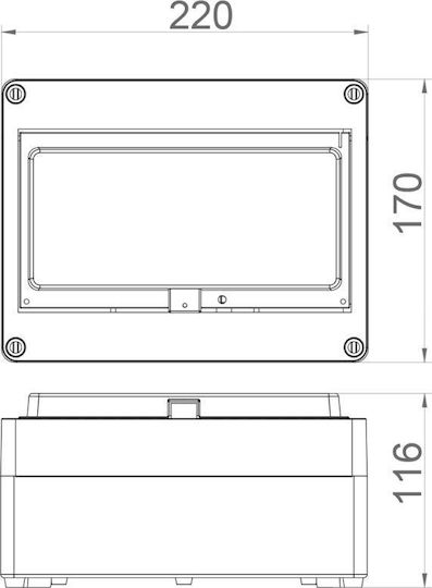 Elektro Plast Wall mounted Waterproof 8-Elements Fuse Box with 1 Row