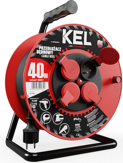 Plastrol Удължителен кабел на ролка с кабел 40м с диаметър 3 x 1.5mm² Waterproof Черен