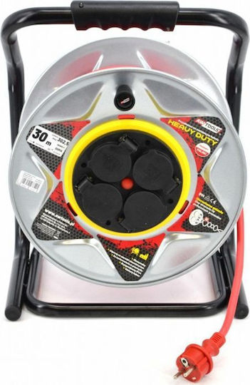 AWTools Waterproof Extension Reel Cord 3 x 1.5mm²/50m Red
