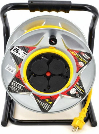 AWTools Waterproof Extension Reel Cord 3 x 1.5mm²/25m Yellow