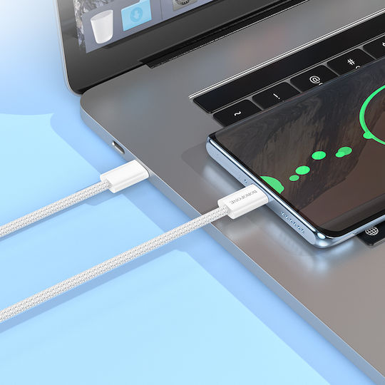 Borofone BX103 USB 2.0 Кабел USB-C Мъжки - USB-C 60W Захранване (PD) Бял 1м