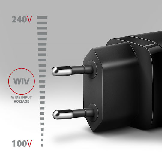 Axagon Charger Without Cable with USB-A Port and USB-C Port 20W Power Delivery / Quick Charge 2.0 / Quick Charge 3.0 / Quick Charge 4+ Blacks (ΑCU-ΡQ20)