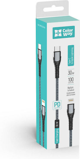 Colorway Usb-c/apple Lightning Data Cable 3a Fast Charging 1m Gray