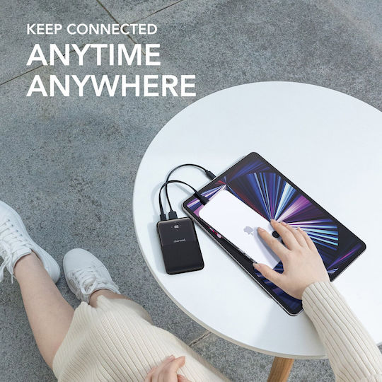 Charmast S12B Power Bank 10000mAh 20W με Θύρα USB-A και Θύρα USB-C Power Delivery Μαύρο