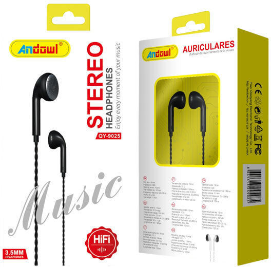 Andowl QY-9025 Earbuds Handsfree Ακουστικά με Βύσμα 3.5mm Μαύρο