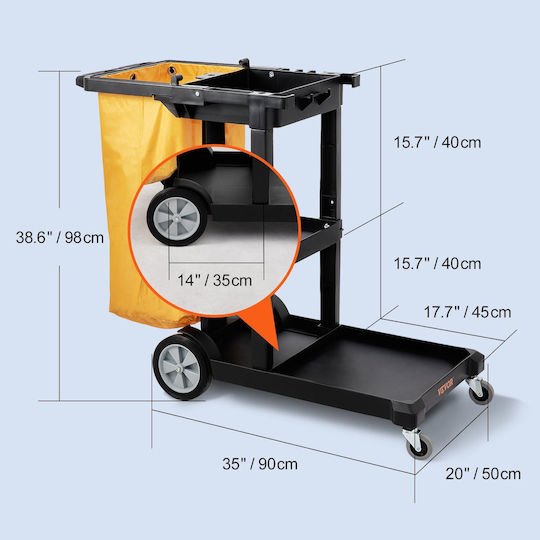 Geantă cărucior cu 3 rafturi 120 X 51 X 98 cm 4 roți max 100 kg