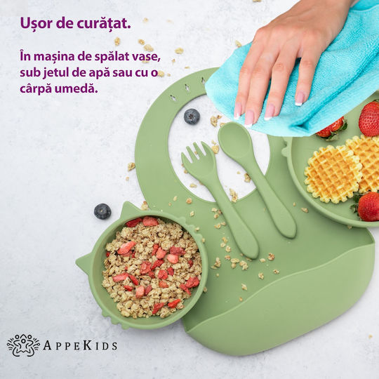 AppeKids Feeding Set made of Silicone Green 6pcs