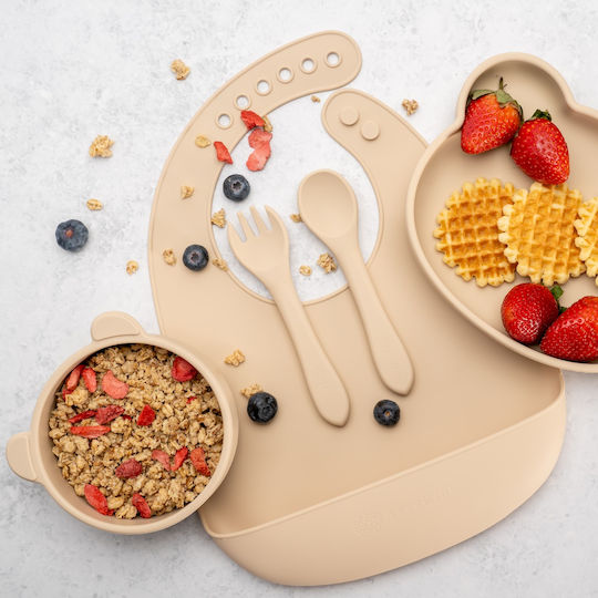 AppeKids Set Essgeschirr aus Silikon Beige 6Stück