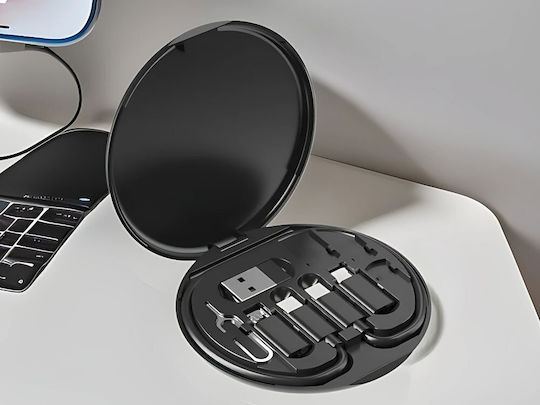 Verk Group Редовна USB към Lightning / Type-C Кабел Черен 1м