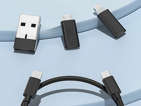 Verk Group Редовна USB към Lightning / Type-C Кабел Черен 1м