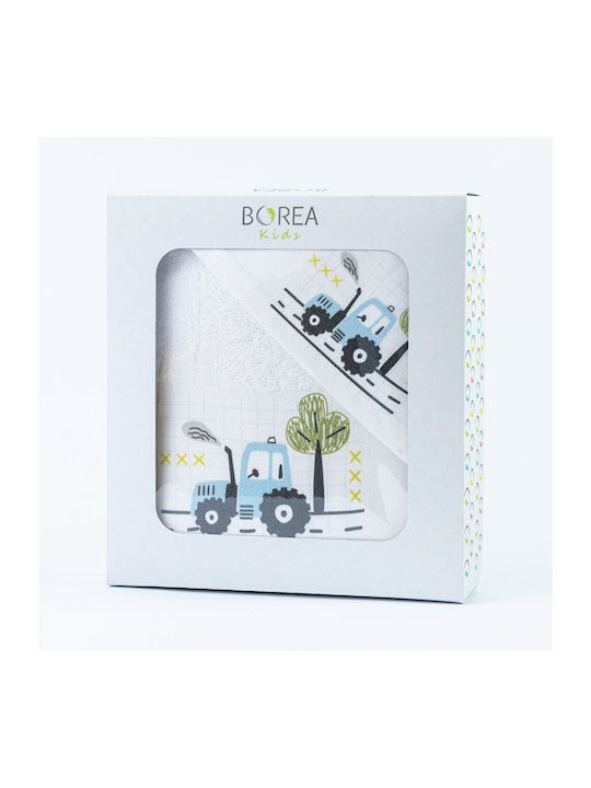 Borea Σετ Βρεφικές Πετσέτες 2τμχ Trucky Λευκό 30x50cm