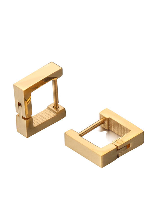 Art Men's Earrings Hoops made of Steel Gold Plated