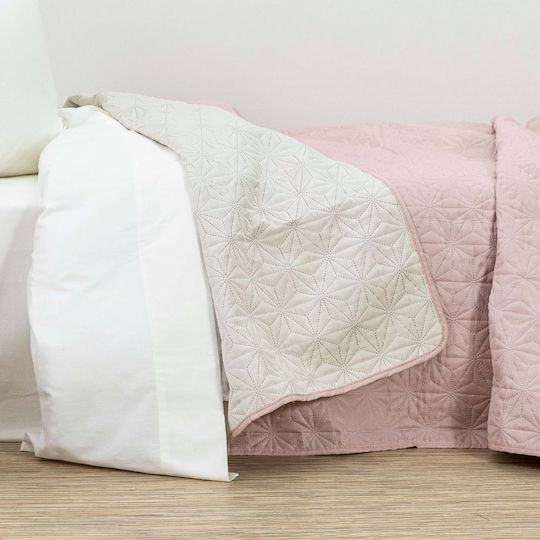 Borea Stellar Coverlet Single from Polyester Pink-Ecru 160x240cm