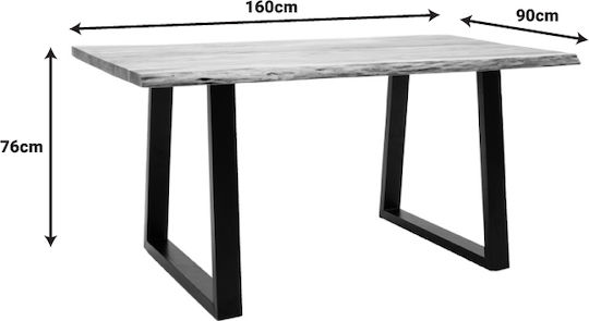 Miles Tisch Speisesaal aus Massivholz Natural Shade 160x90x76cm