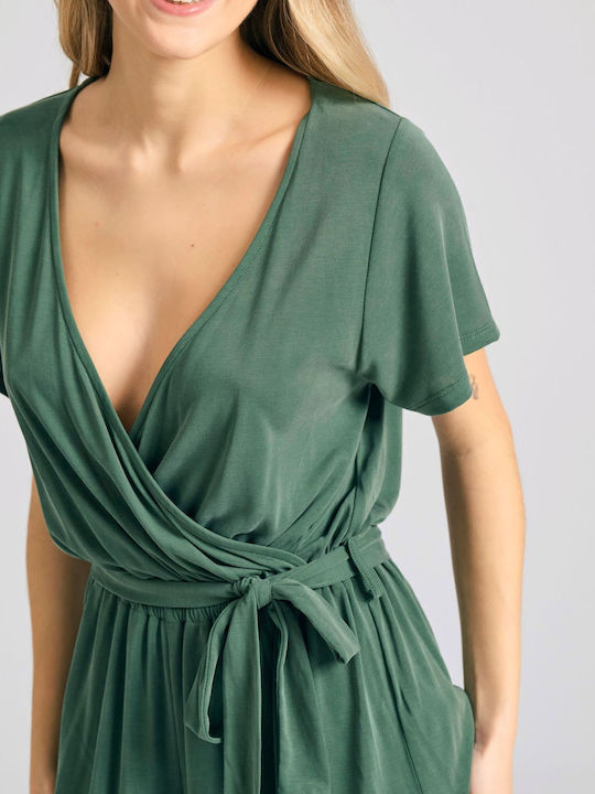 Γυναικεία Κοντομάνικη Ολόσωμη Φόρμα Forest Green