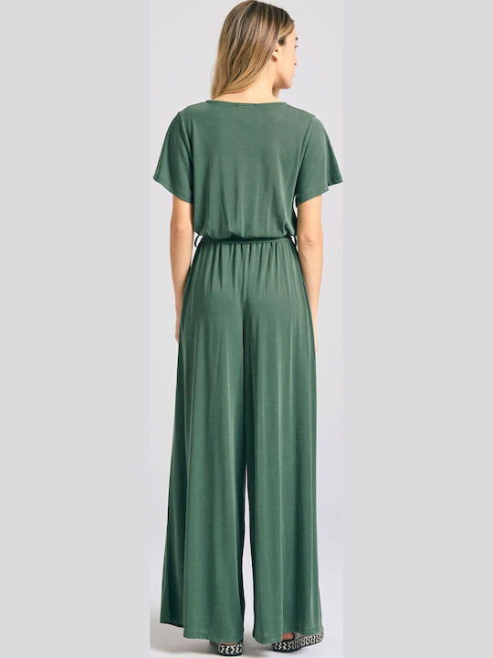 Γυναικεία Κοντομάνικη Ολόσωμη Φόρμα Forest Green