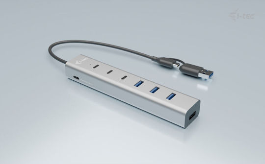 i-tec Hub USB 3.2 Cu 8 Porturi Cu Conectare USB-A / USB-C Gri