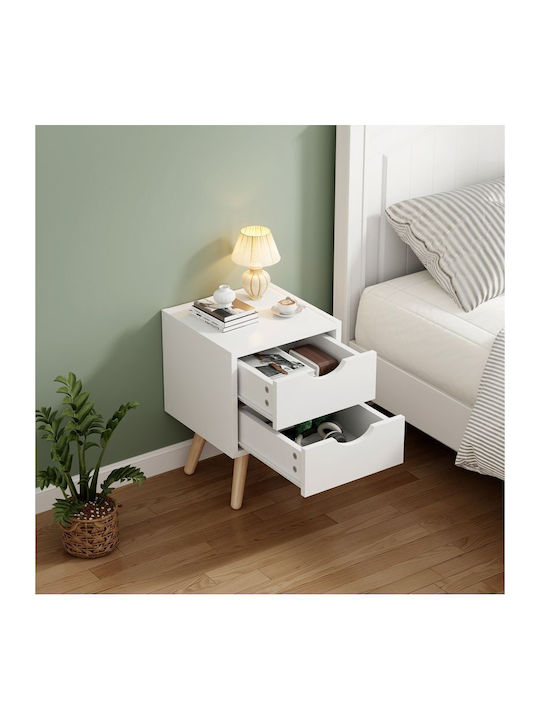 Bedside Table Selma Wooden Beige 29.7x29.7x45cm