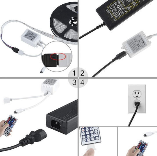 Ταινία LED 12V RGB Φως 5m Τύπου SMD5050 με Τηλεχειριστήριο