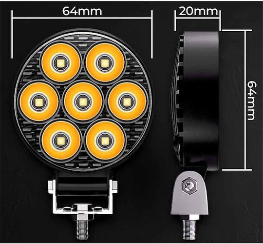 Προβολέας Εργασίας Στρόγγυλος Mini 7-y Led 9-30 Volt 30w 2500lm 6000k Ledbar-002 1 Τεμάχιο