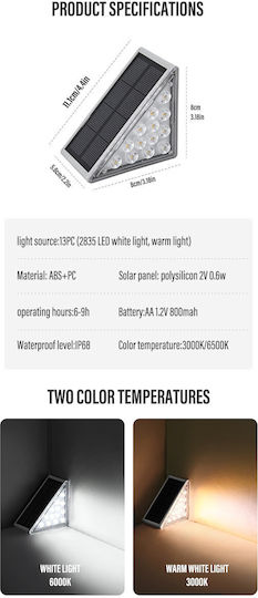 Set 2 Lămpi Solare 0.6W cu Alb Rece Lumină 6000K IP67