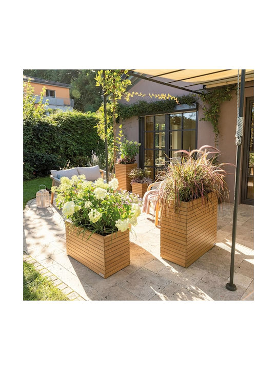 Lechuza Palo Lemn Natural Larg 80 Ghiveci de Podea Jos 79x37x46cm Auto-Udare Recipient Lemn Natural Eucalipt