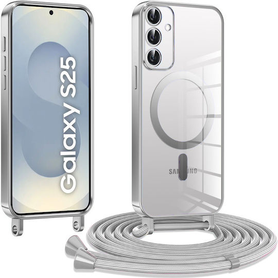 Θήκη Samsung Galaxy S25 Electro Magsafe Ασημένια + Κορδόνι