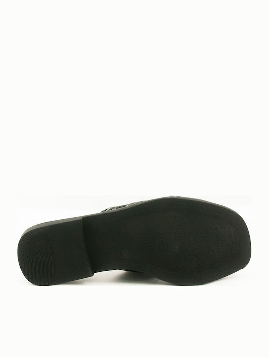 Leather Women's Flat Sandals in Black Color