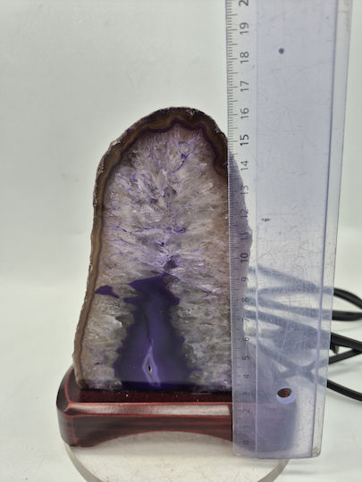 Decorative Indoor Lamp Purple Agate Wooden Base Crystal Palace
