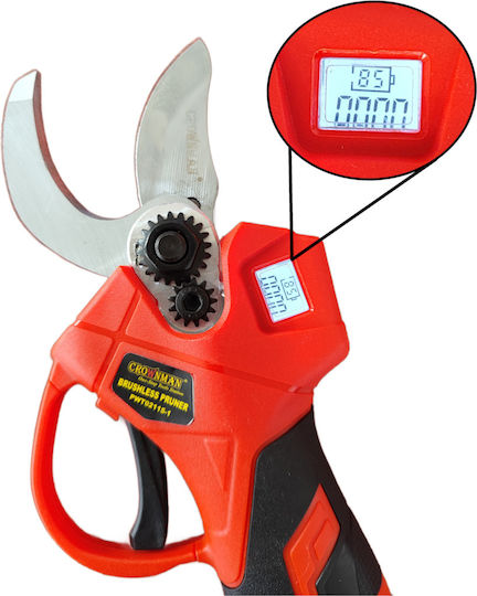 Crownman Baumschere Bürstenlos 21V mit 2 Batterien & Maximalem Schnittdurchmesser 40mm im Transportkoffer