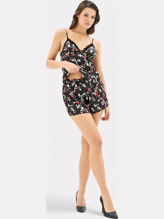 Moongirl Χειμερινό Σατέν Babydoll Black