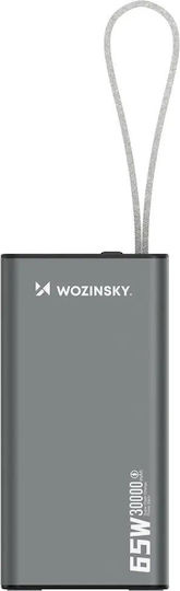 Wozinsky K65+ Power Bank 30000mAh 65W με Θύρα USB-A και 2 Θύρες USB-C Power Delivery Μαύρο