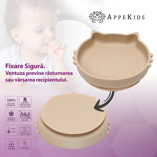 AppeKids Set Essgeschirr aus Silikon Beige 6Stück