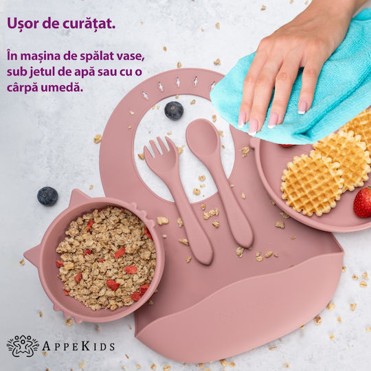 AppeKids Σετ Φαγητού από Σιλικόνη Ροζ 6τμχ